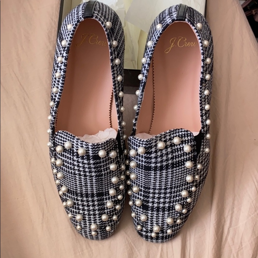 JANIE LOAFER IN GLEN PLAID WITH PEARLS BY J.CREW